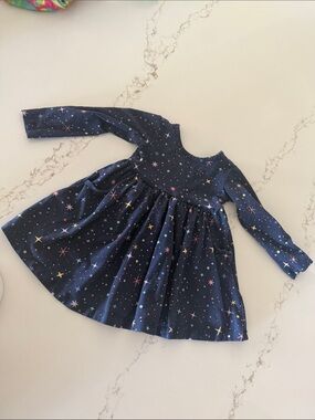 Hanna Andersson Navy Starprint Long-Sleeve Twirl Dress